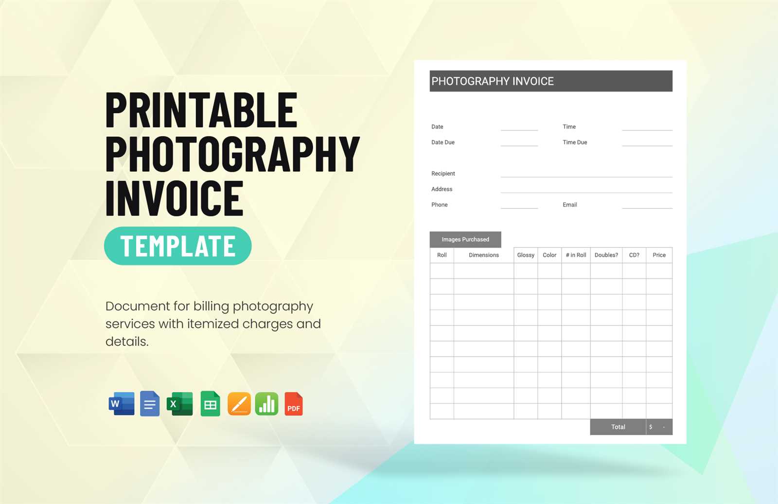 photography invoice template excel