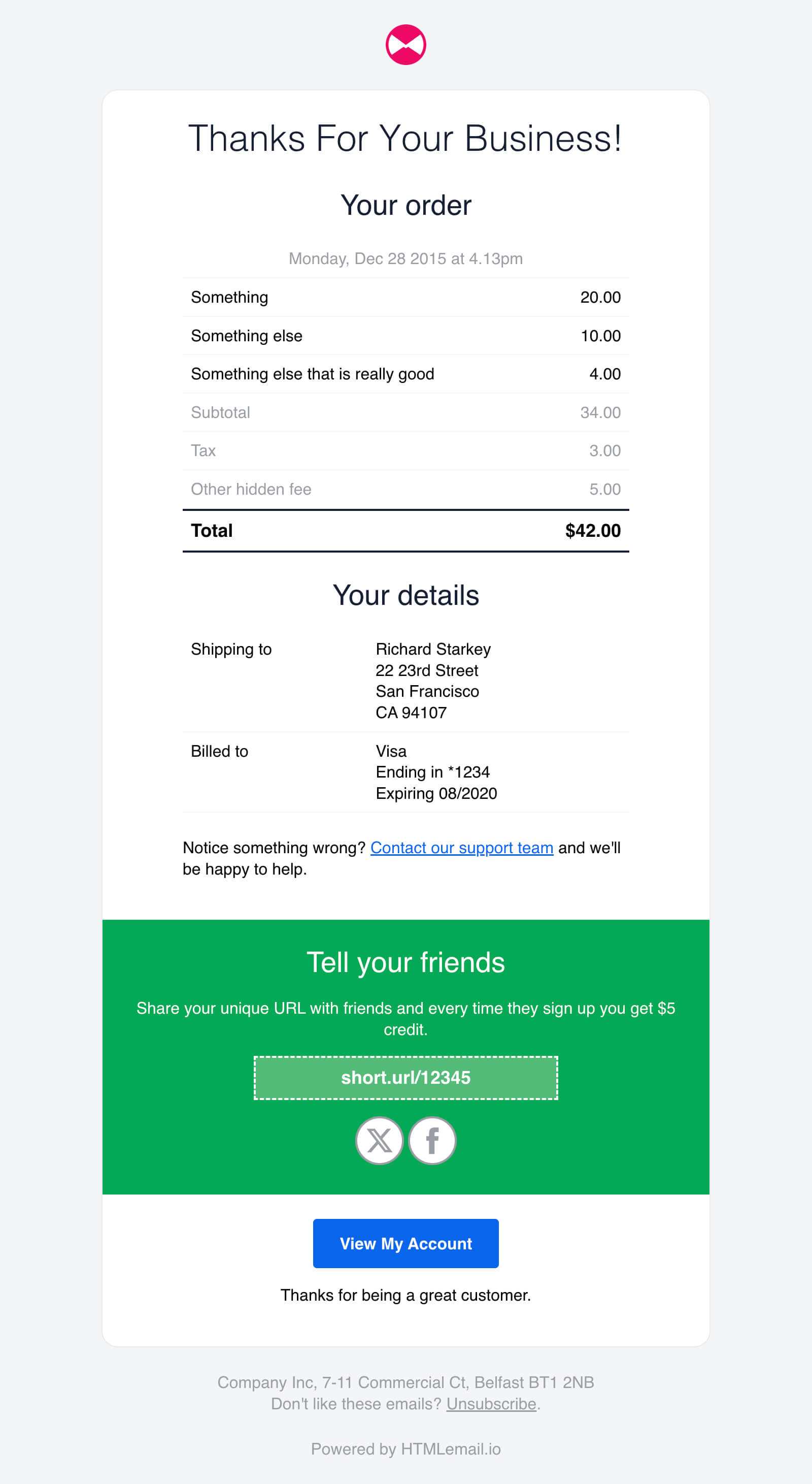 billing invoice email template