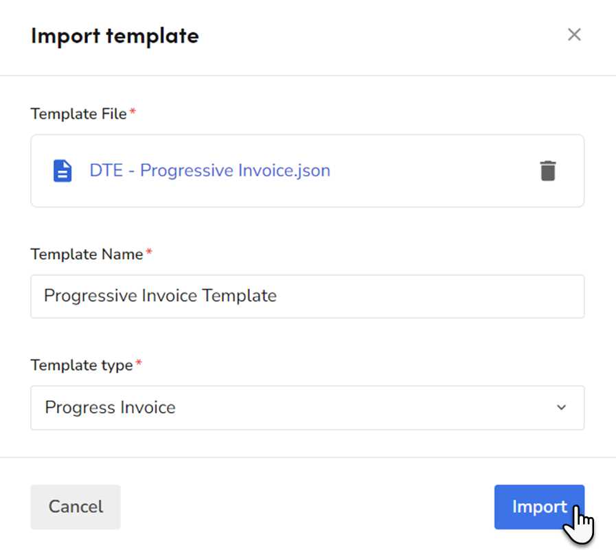 import invoice template