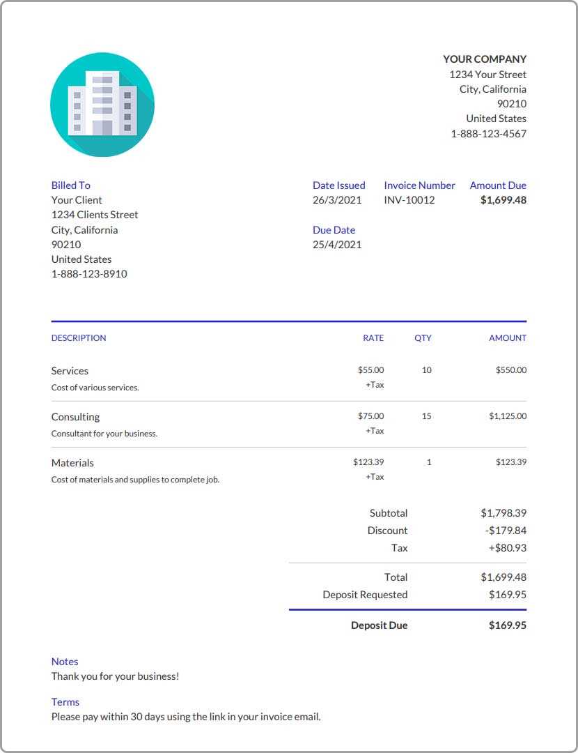 income invoice template