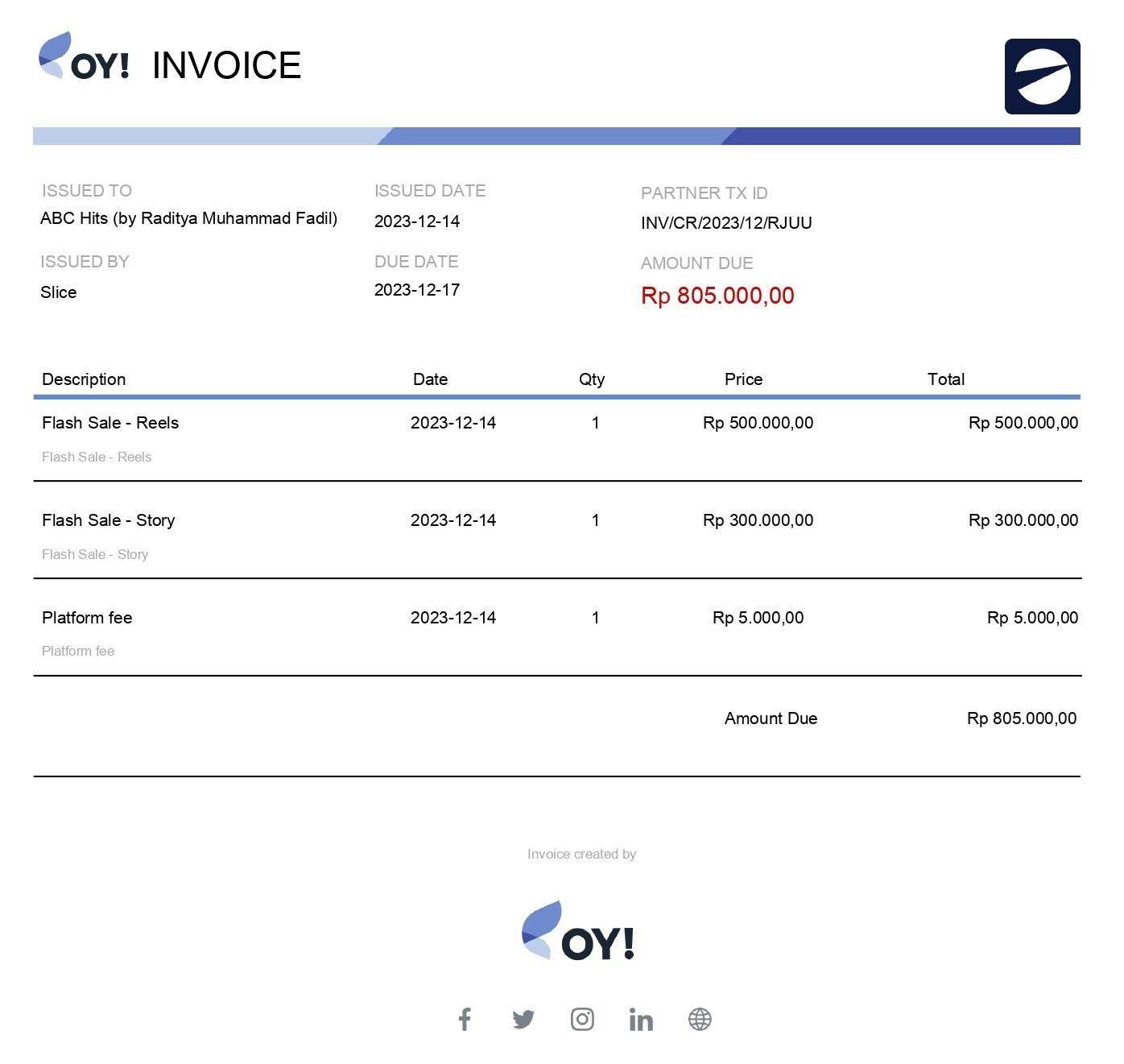 instagram influencer invoice template