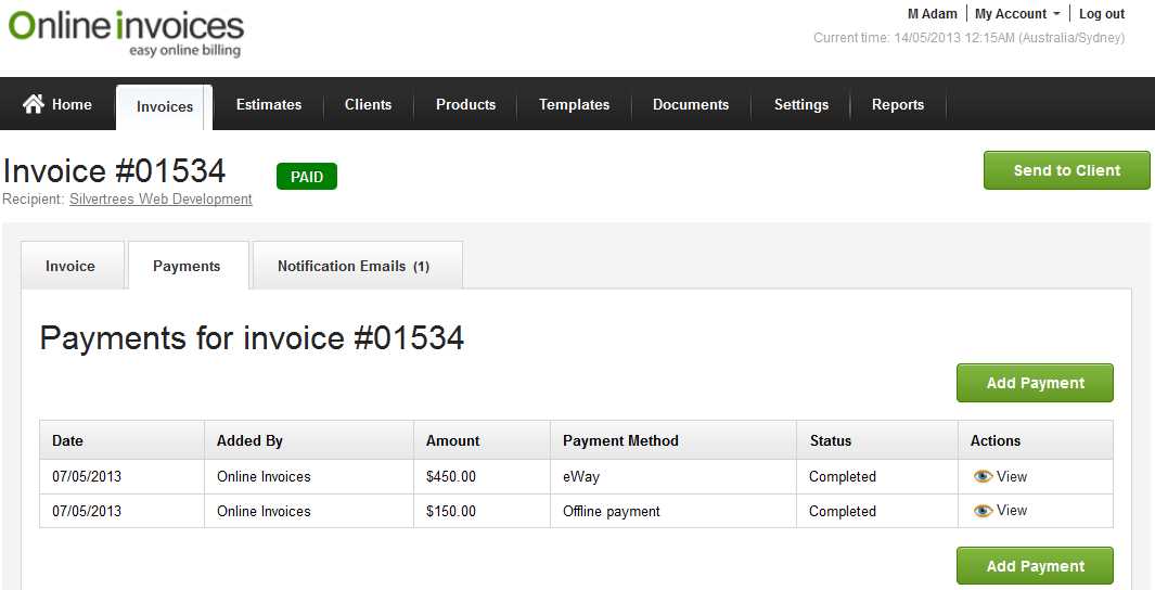 installment payment invoice template