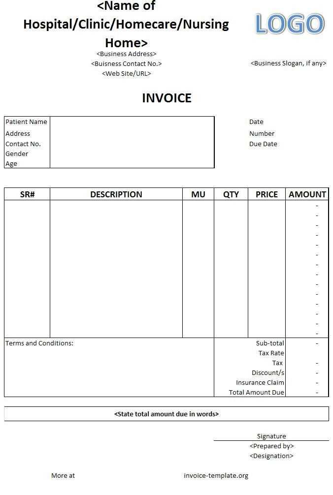 insurance invoice template free