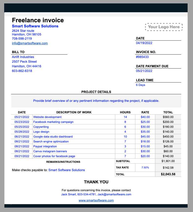 insurance invoice template free