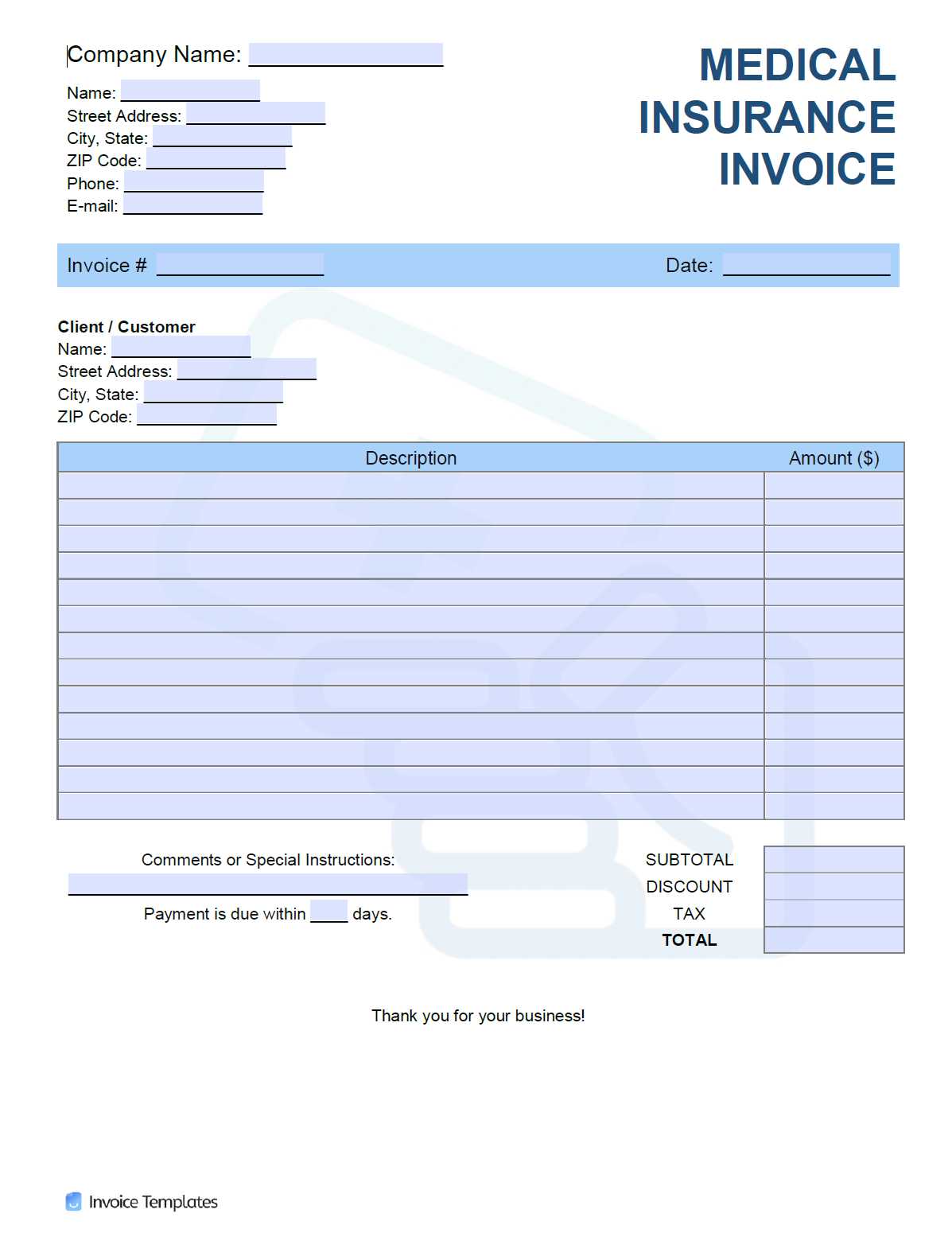 insurance invoice template free