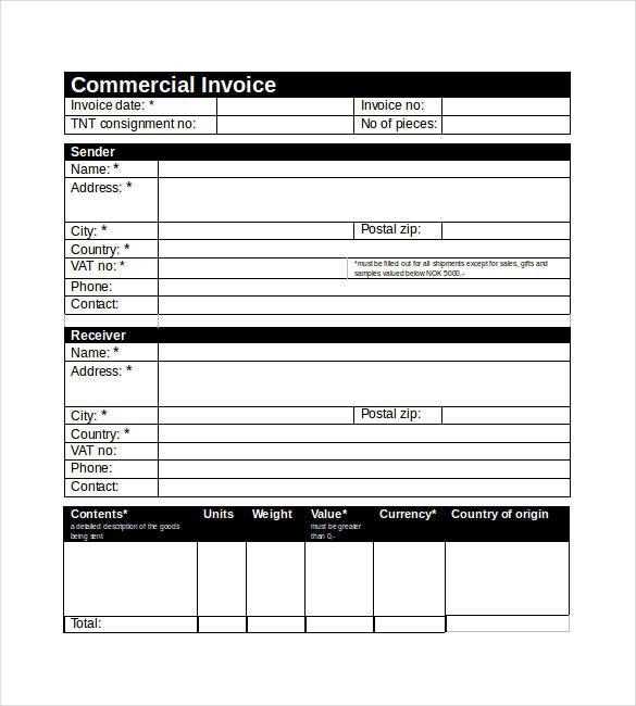 international commercial invoice template word