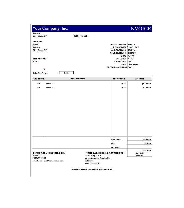 international commercial invoice template word