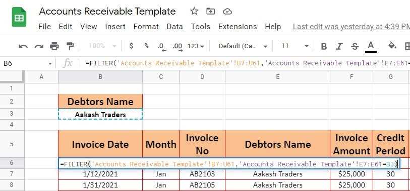 invoice aging report template