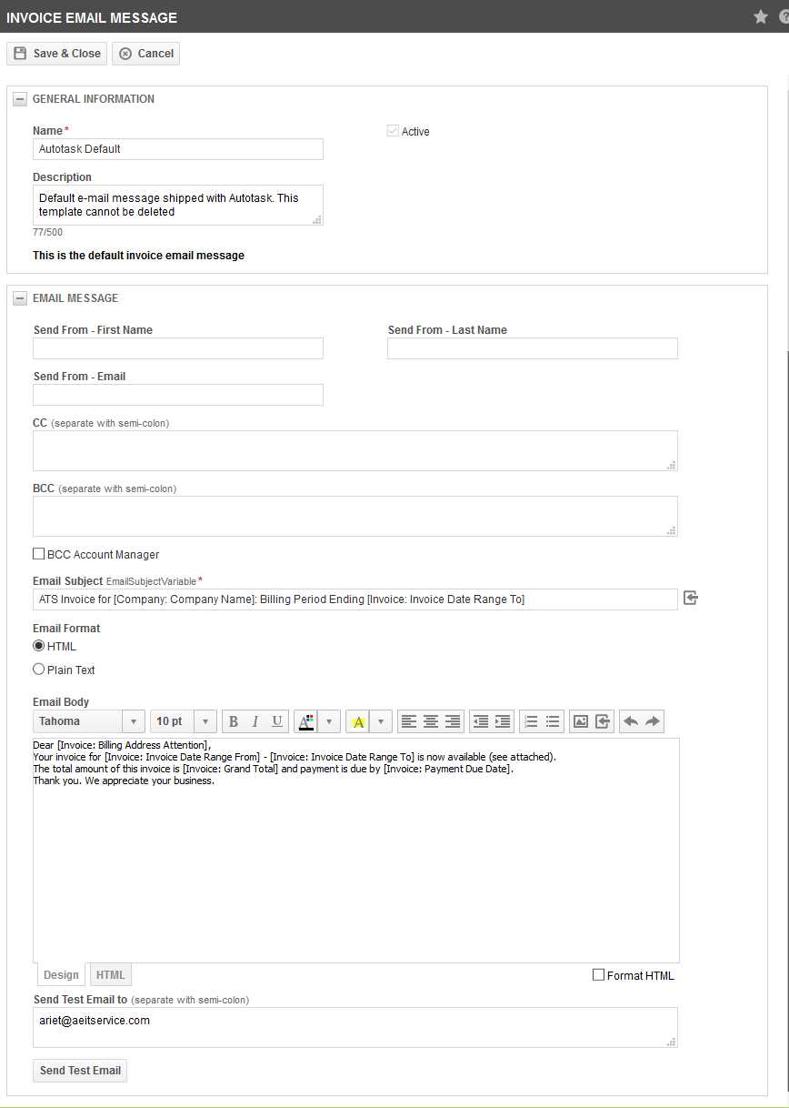 invoice attached email template