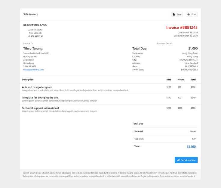 invoice bootstrap template