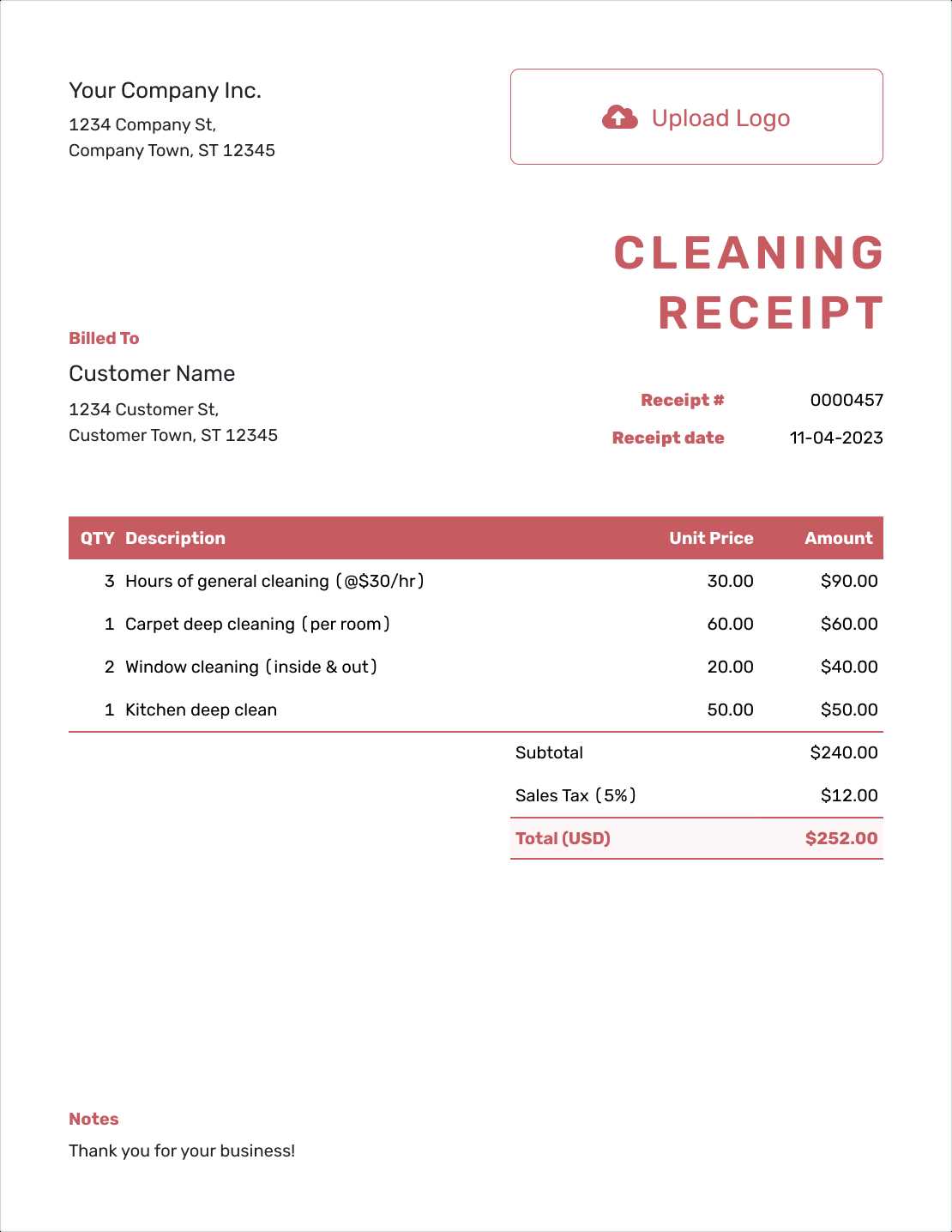 invoice cleaning template