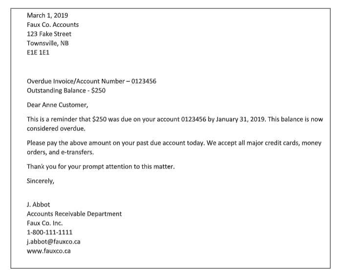 invoice collection letter template