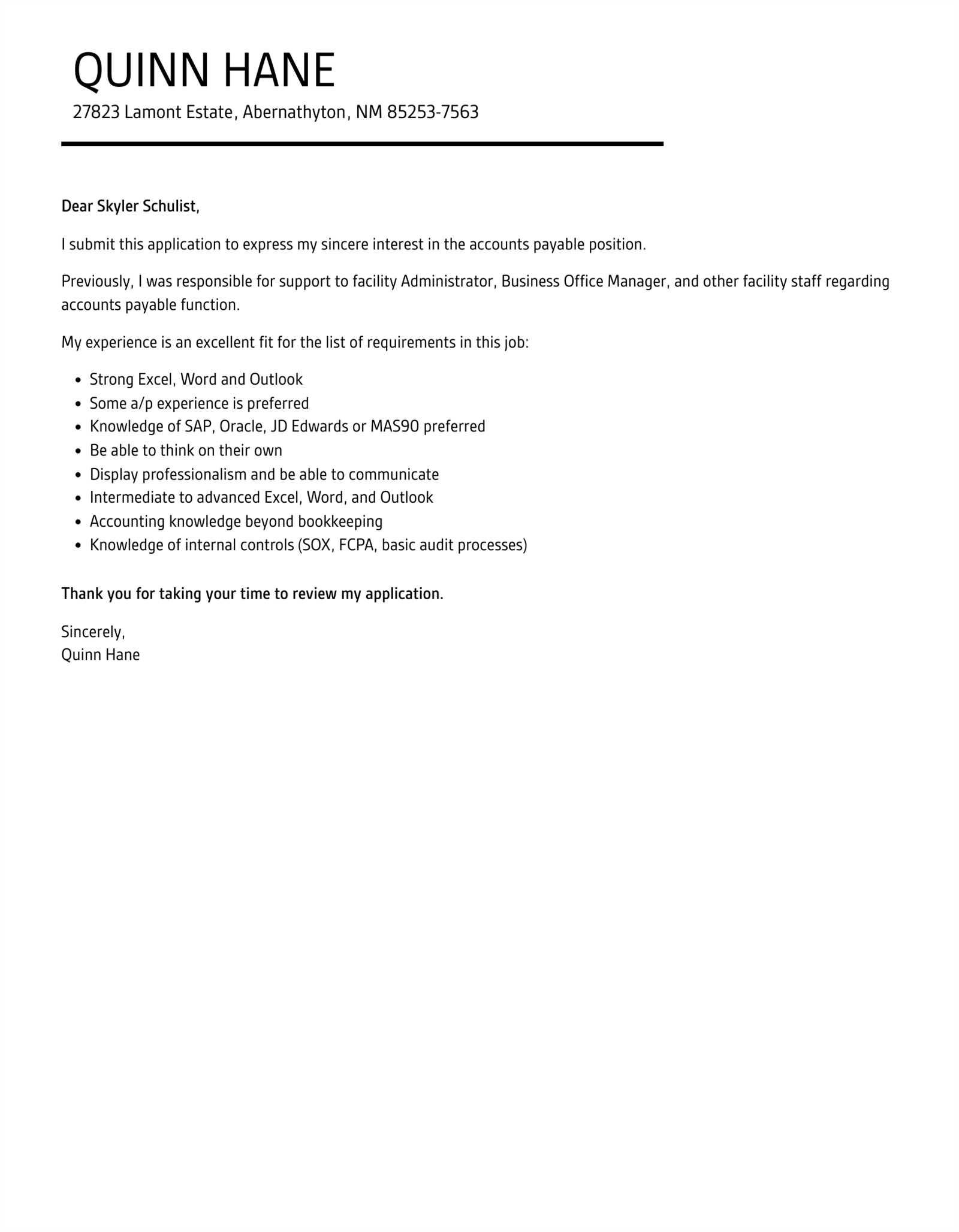 invoice cover letter template