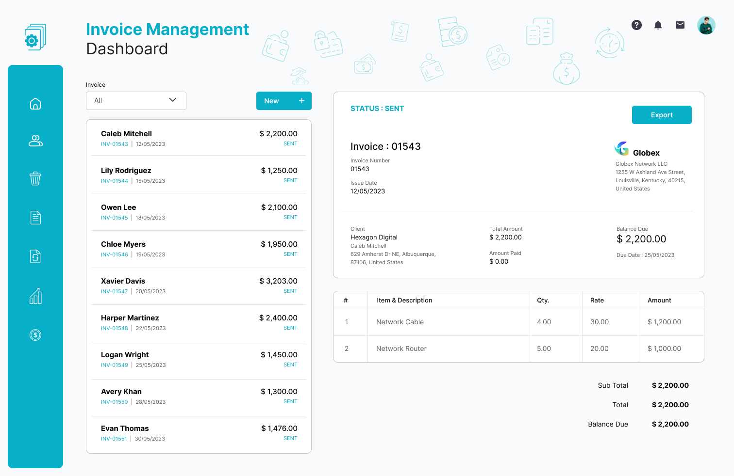 invoice dashboard template