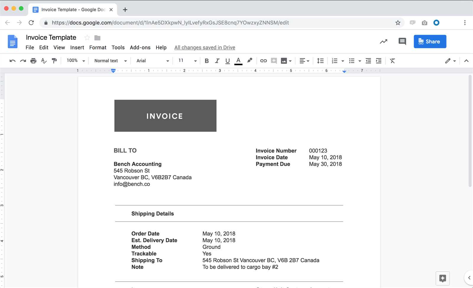 invoice doc template