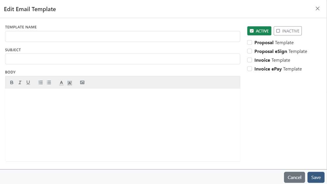 invoice email body template