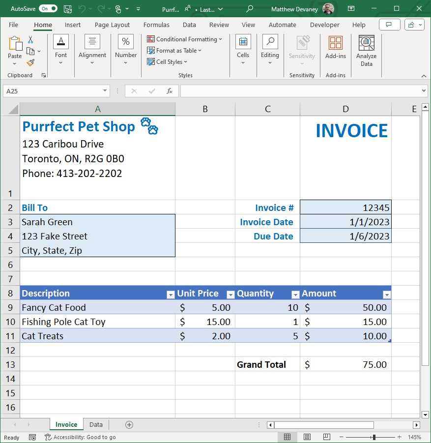 invoice excel template xls