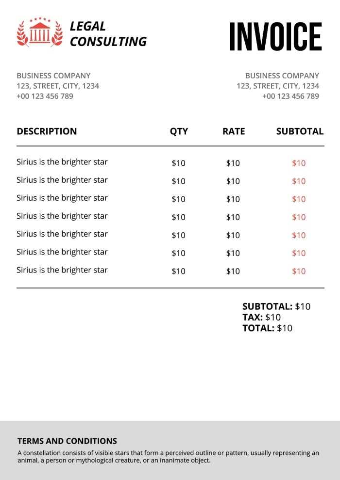invoice for consulting services free template