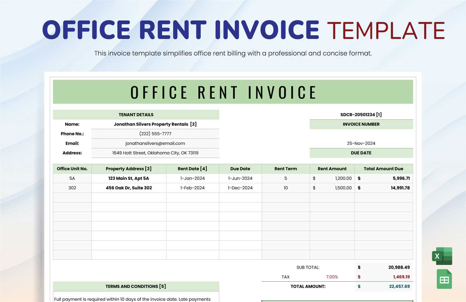 invoice for rent template