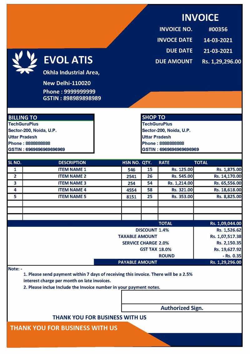 invoice free template excel