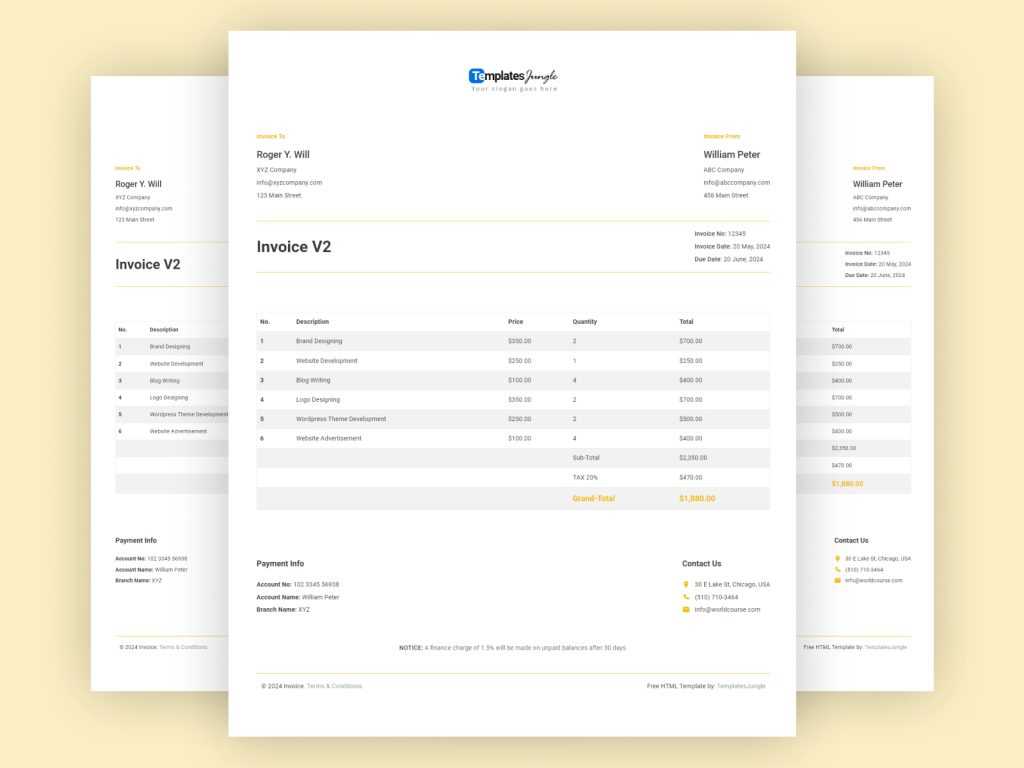 invoice html template codepen