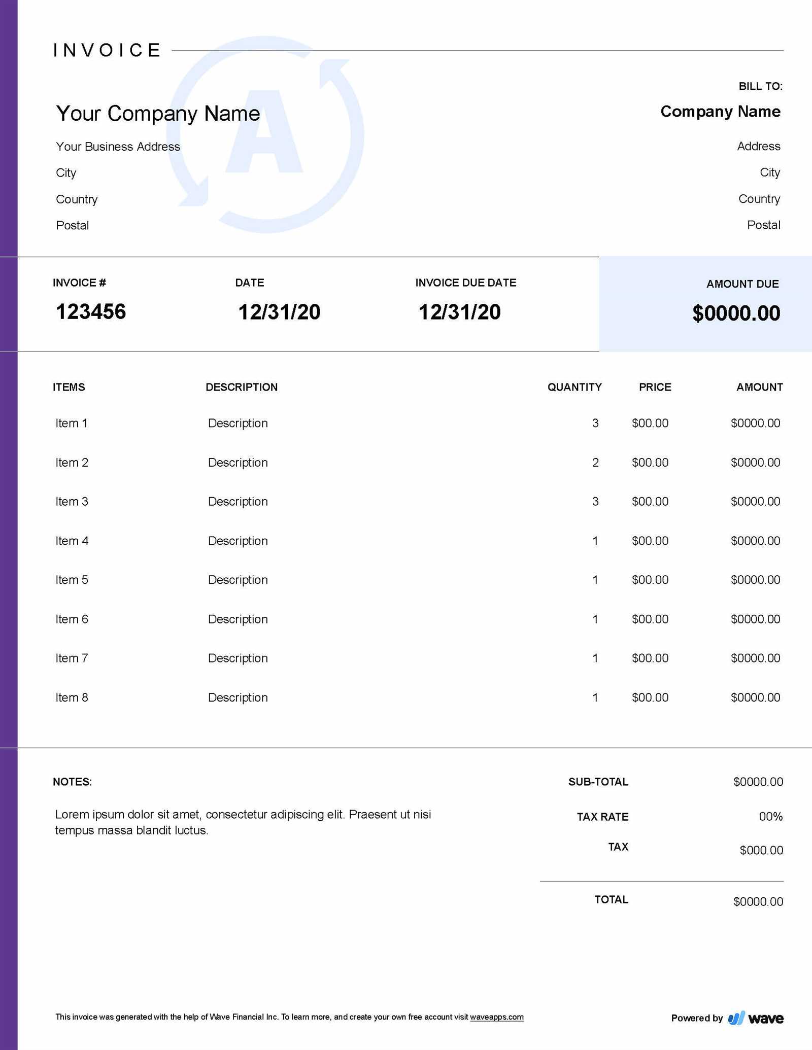 invoice in spanish template