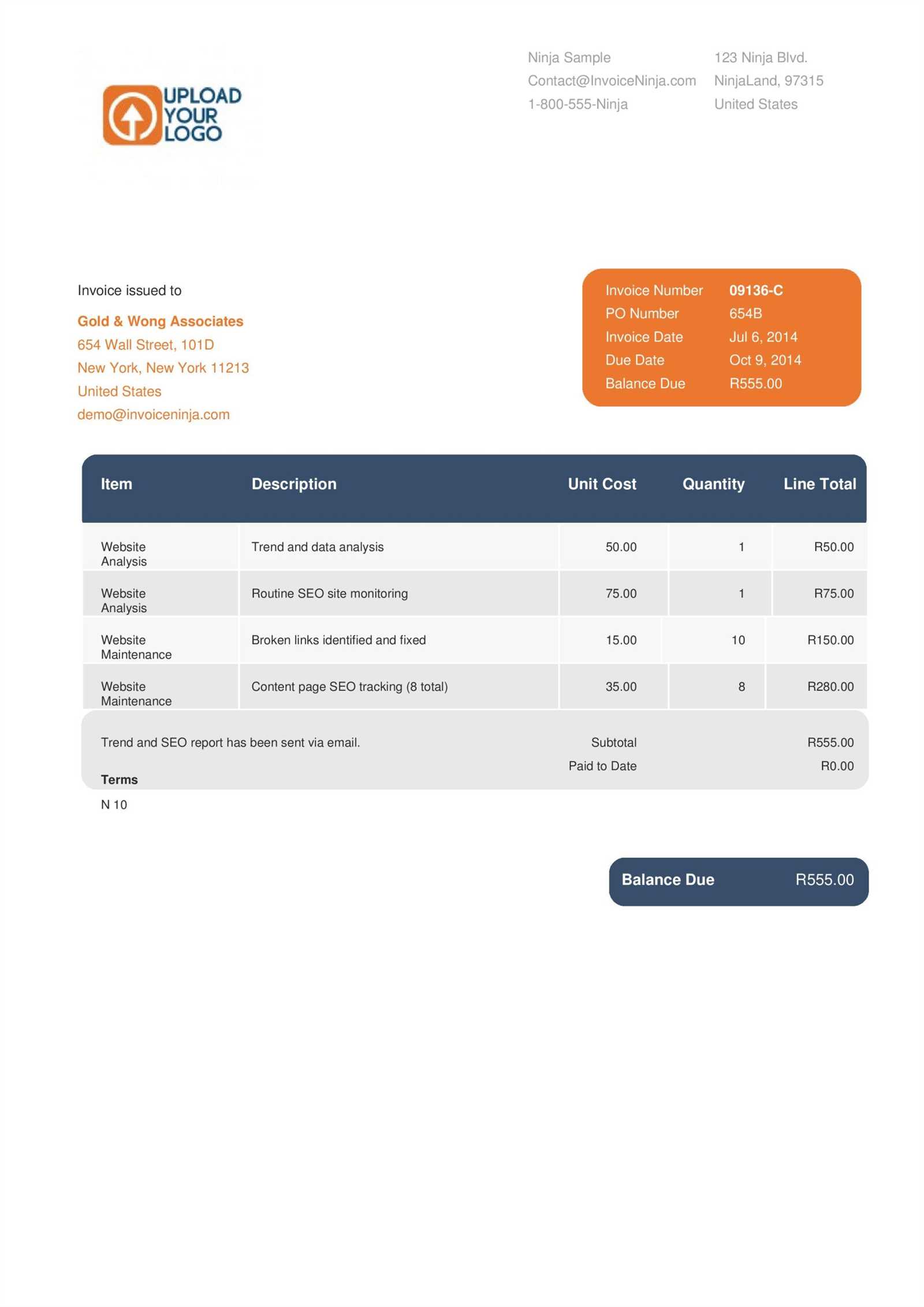 invoice ninja templates