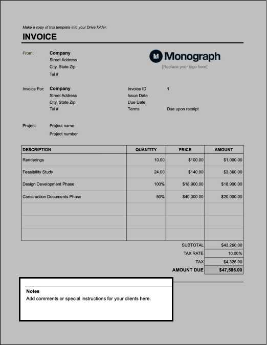 invoice note template