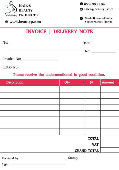 invoice note template