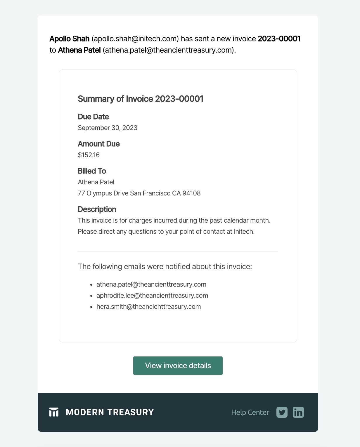 invoice notification email template