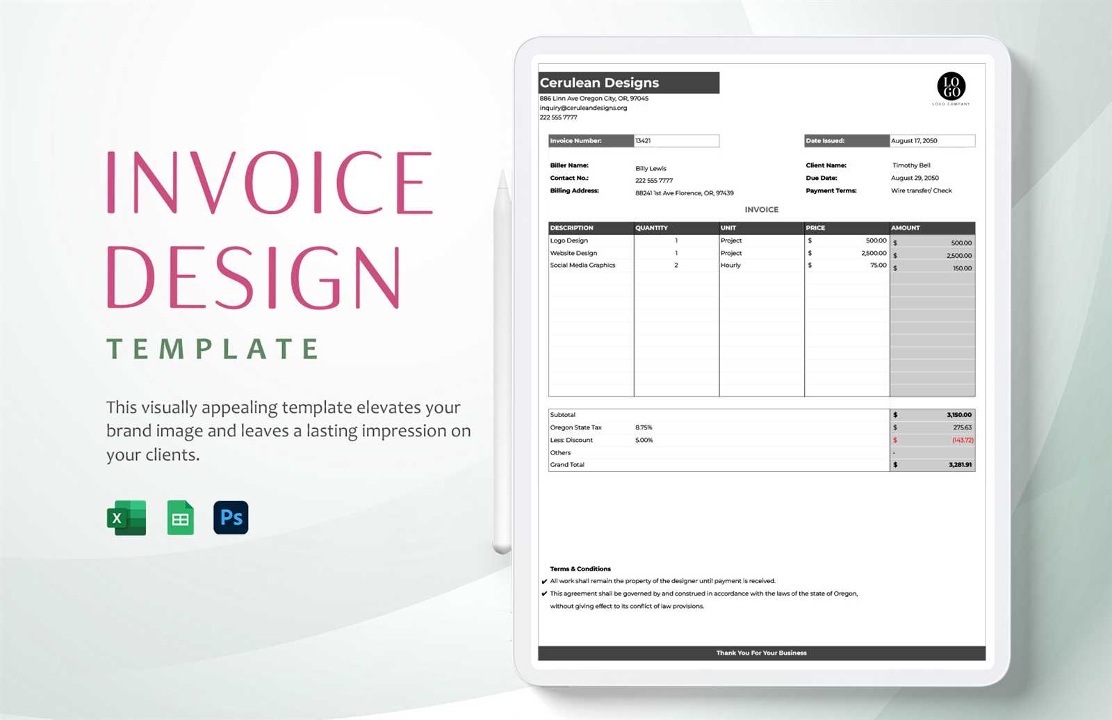 invoice psd template