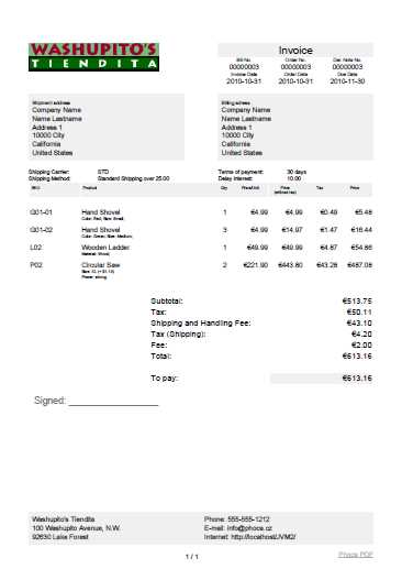 invoice receipt email template