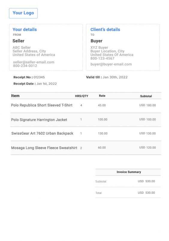 invoice receipt template free