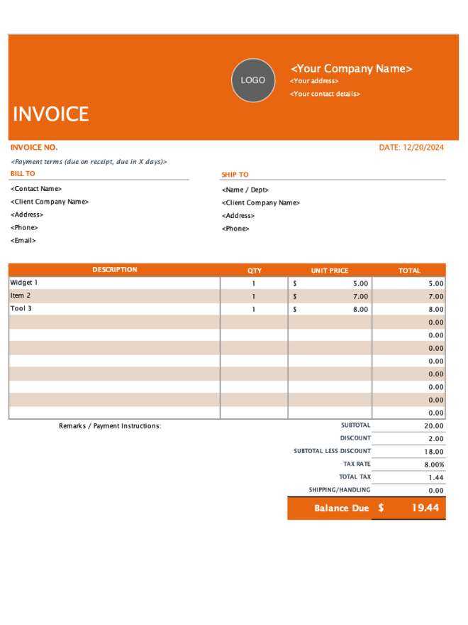 invoice receipt template