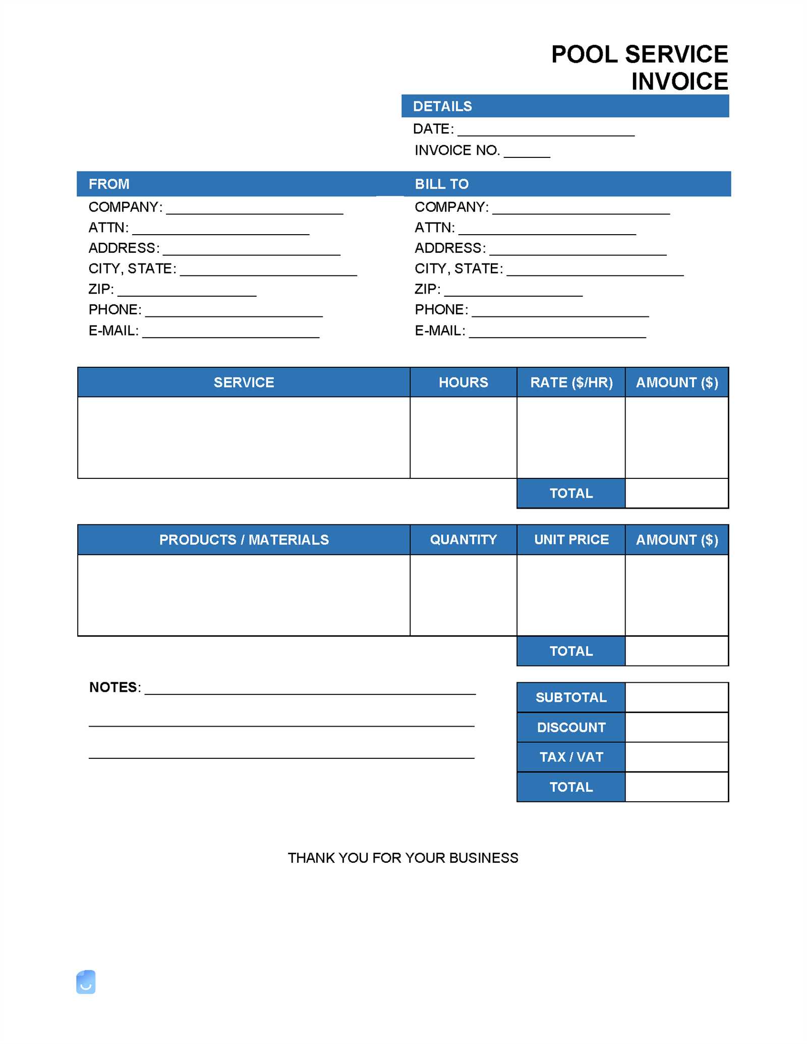 invoice services template