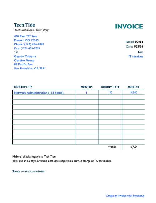 invoice services template