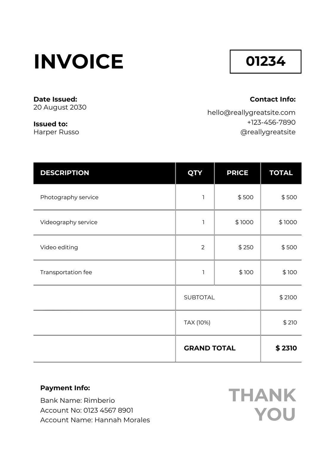 invoice sheet template