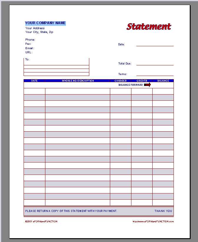 invoice statement template