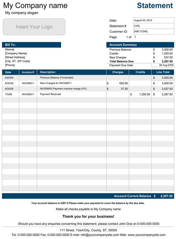 invoice statement template