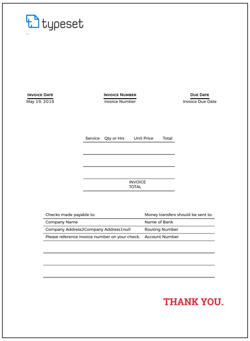 invoice template bank transfer