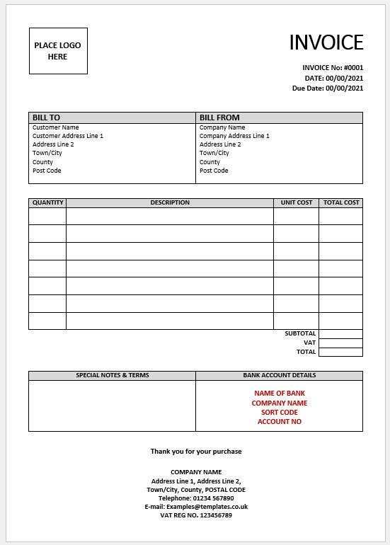 invoice template co