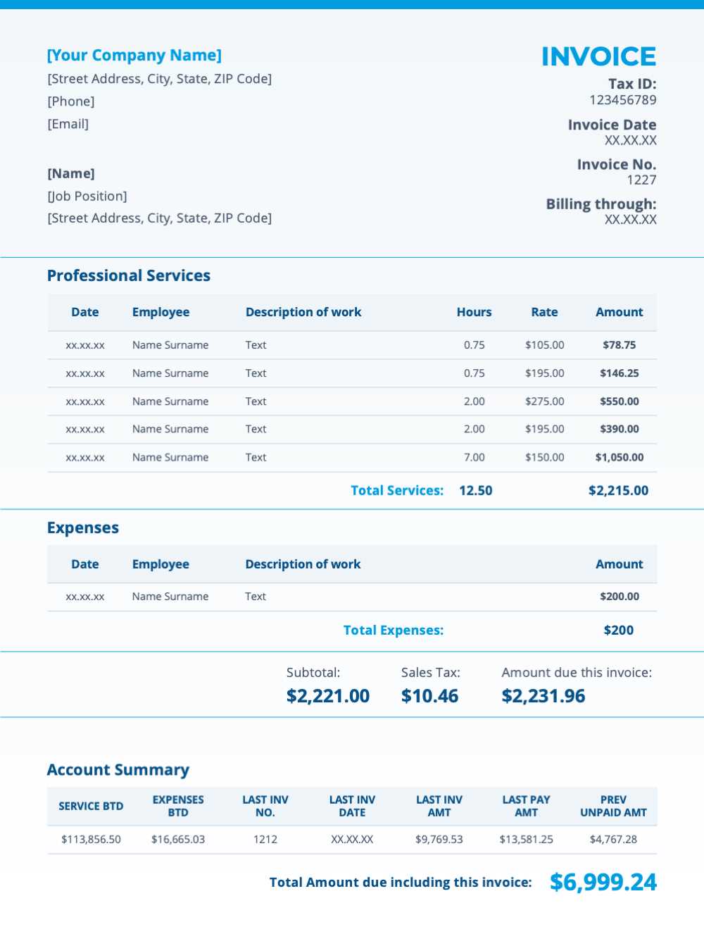 invoice template english