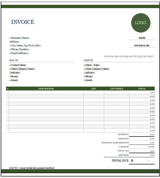 invoice template excel free