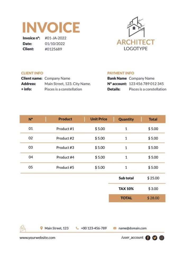 invoice template for architectural services