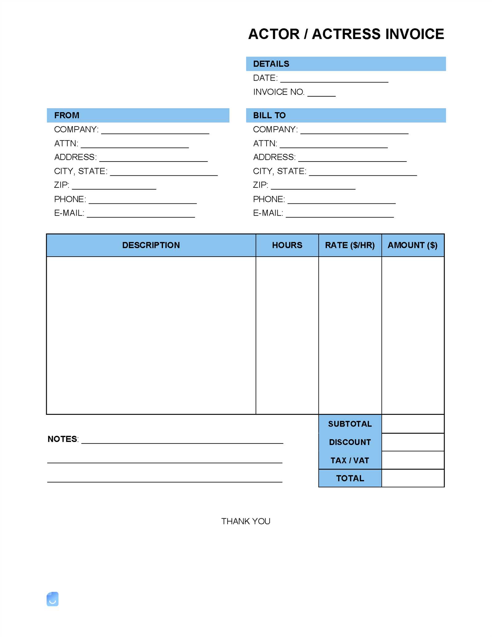 invoice template for architectural services