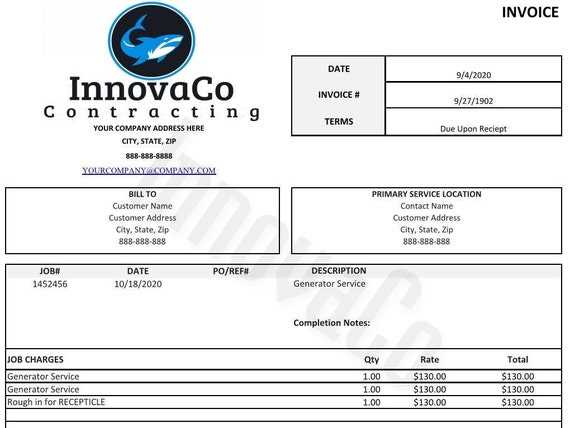 invoice template for electrical work