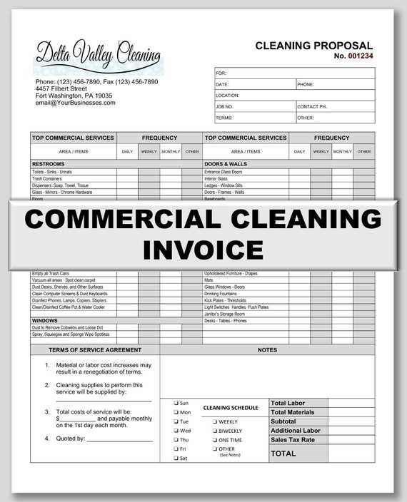 invoice template for house cleaning