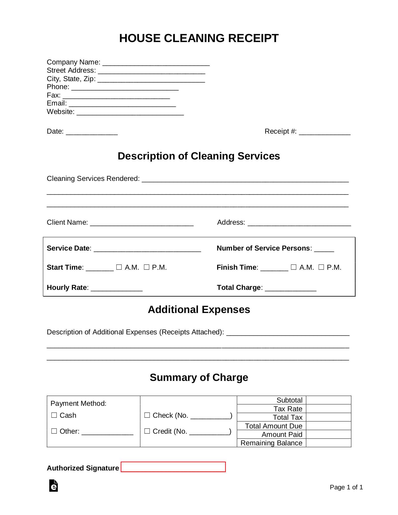 invoice template for house cleaning