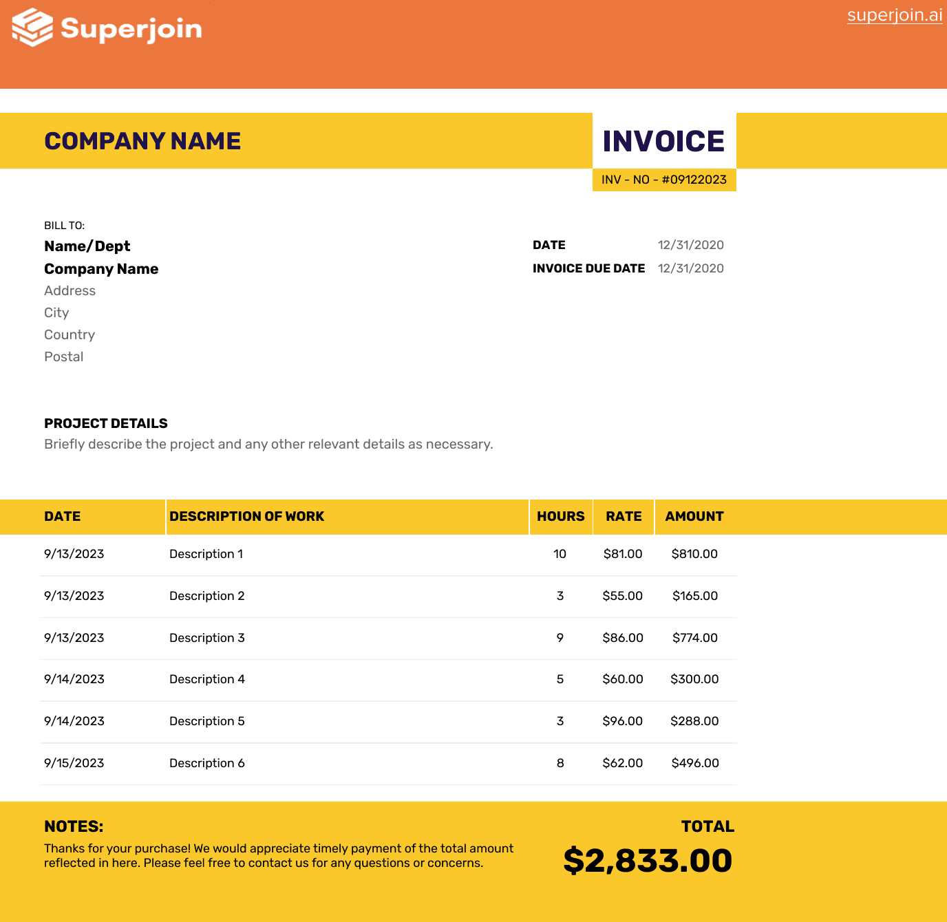 invoice template for independent consultant