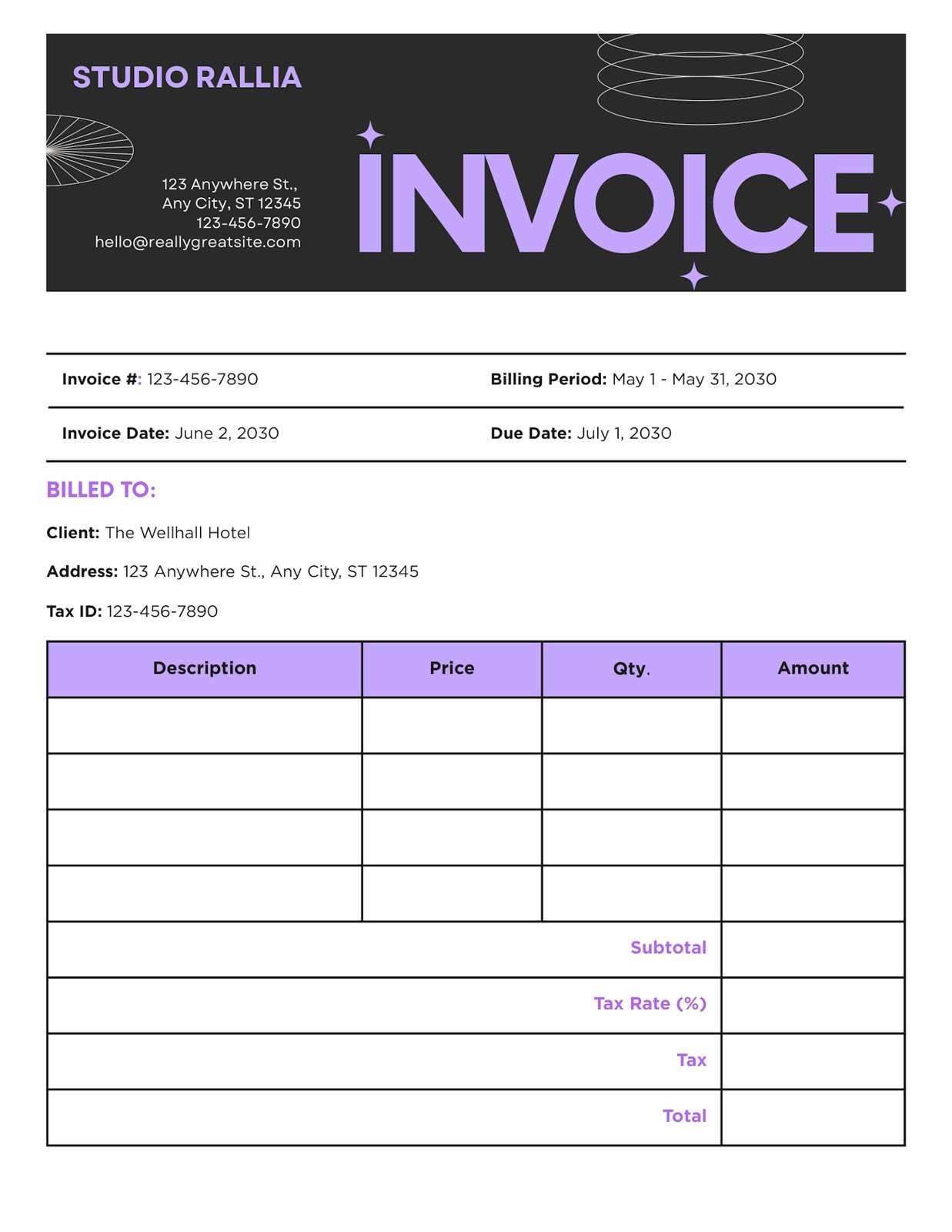 invoice template for independent consultant